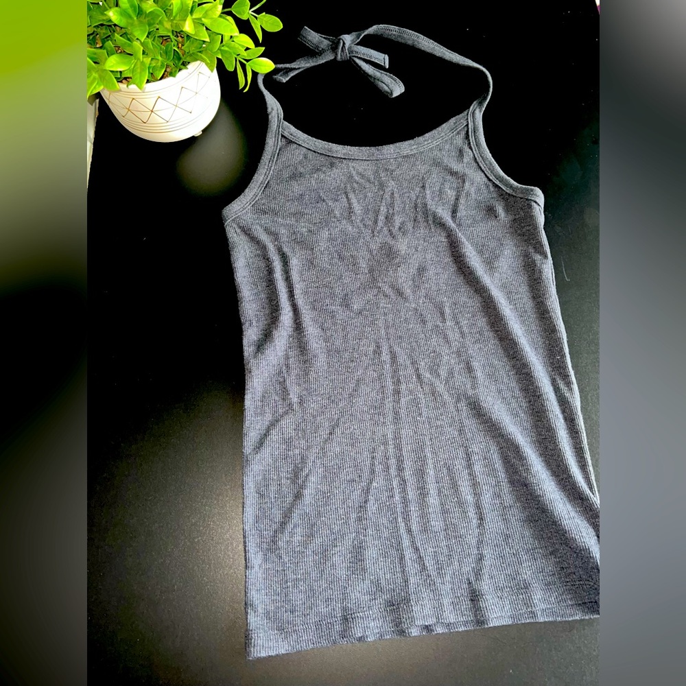 Aerie Gray Halter Tie Neck Tank Top Size Medium Like New EUC